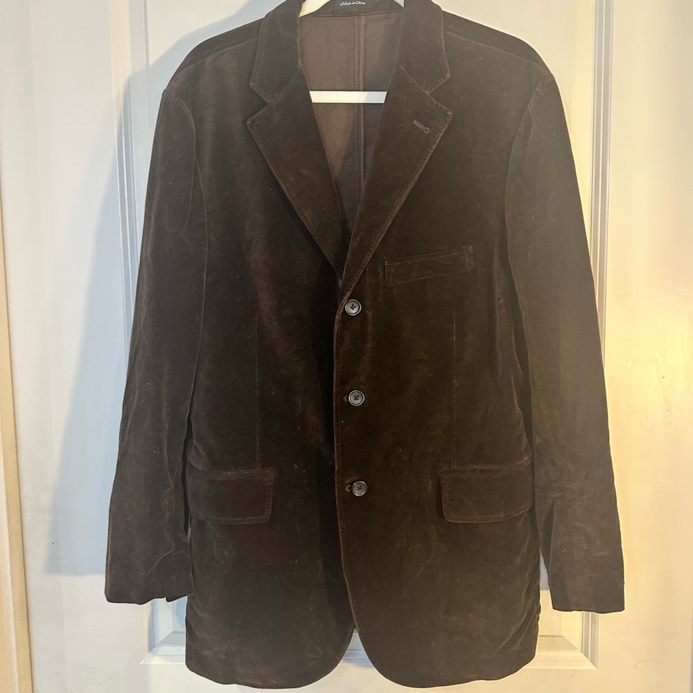 J. Crew Chocolate Brown 3 Button Velvet Blazer, Size 42R
